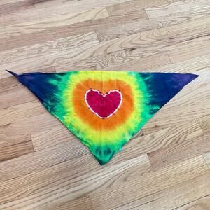 Handmade bandana tie dye rainbow heart dog doggie puppy